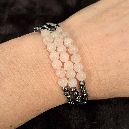 Rose Quartz and Hematite Bracelet BRC-0039