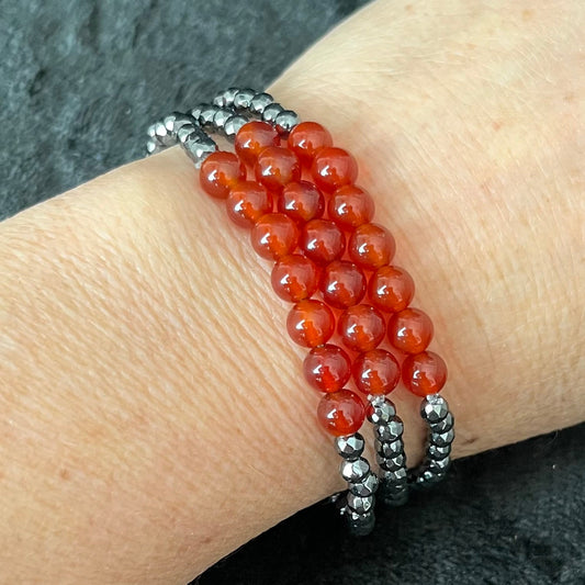 Carnelian Agate and Hematite Bracelet BRC-0034