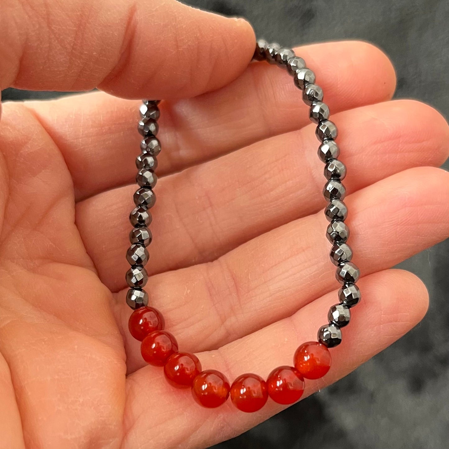 Carnelian Agate and Hematite Bracelet BRC-0034