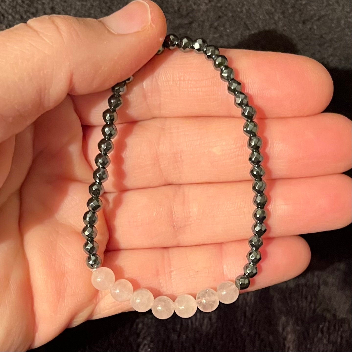 Rose Quartz and Hematite Bracelet BRC-0039