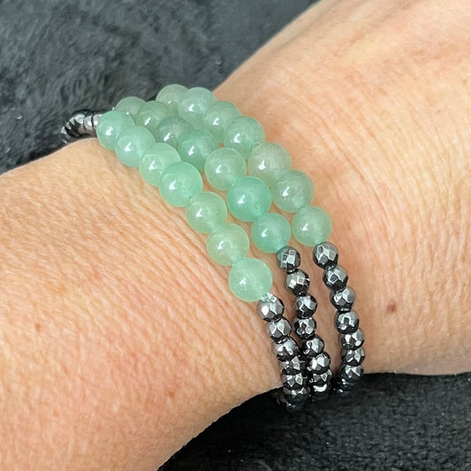 Green Adventurine and Hematite Bracelet BRC-0033