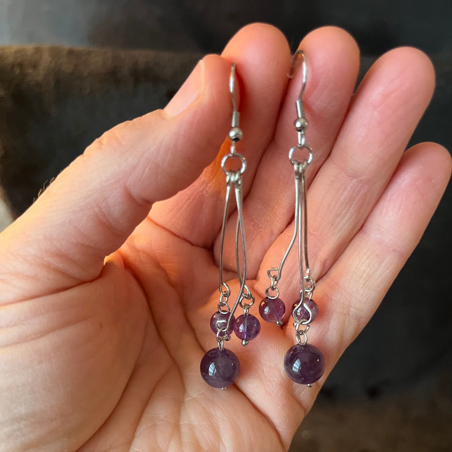 Amethyst Dangle Earrings EAR-0016