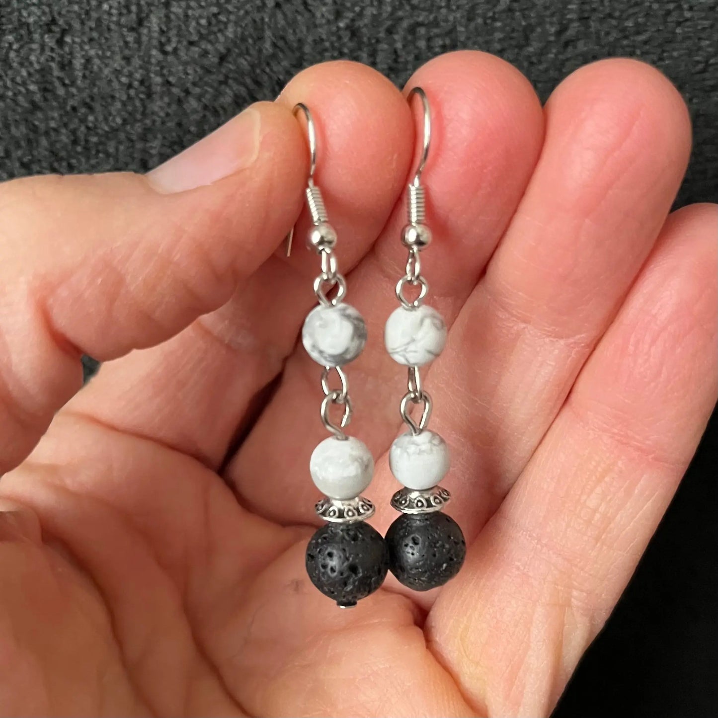 Howlite Lava Dangle Earrings EAR-0006 Shop Wholesale Crystals