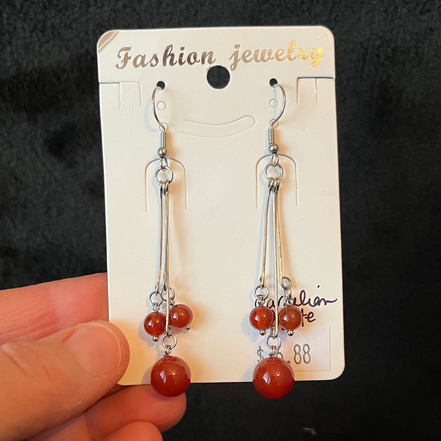 Carnelian Agate Dangle Earrings EAR-0013