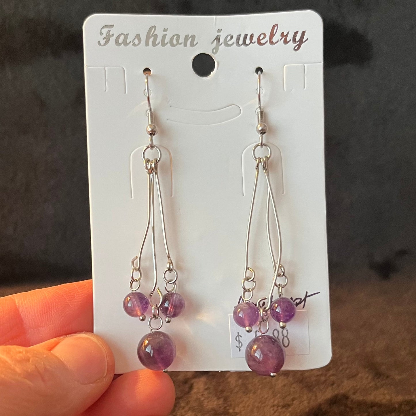 Amethyst Dangle Earrings EAR-0016