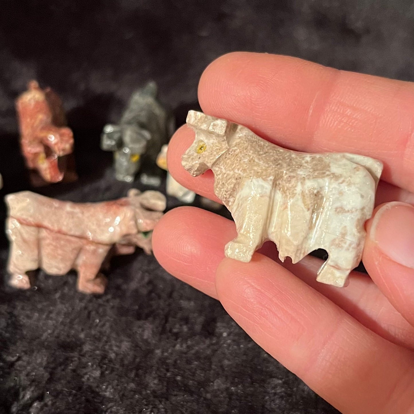 Cow Carved Soapstone Figurine (Approx. 1 3/4”) 0834