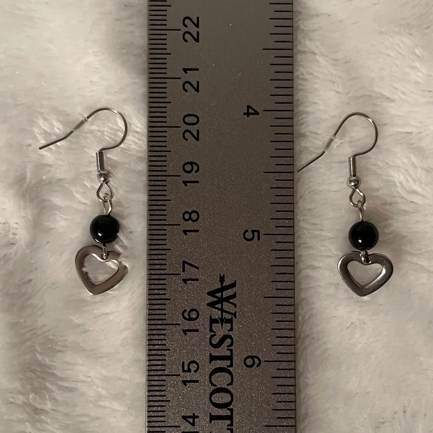 Black Obsidian Heart Dangle Earrings EAR-0061 Shop Wholesale Crystals