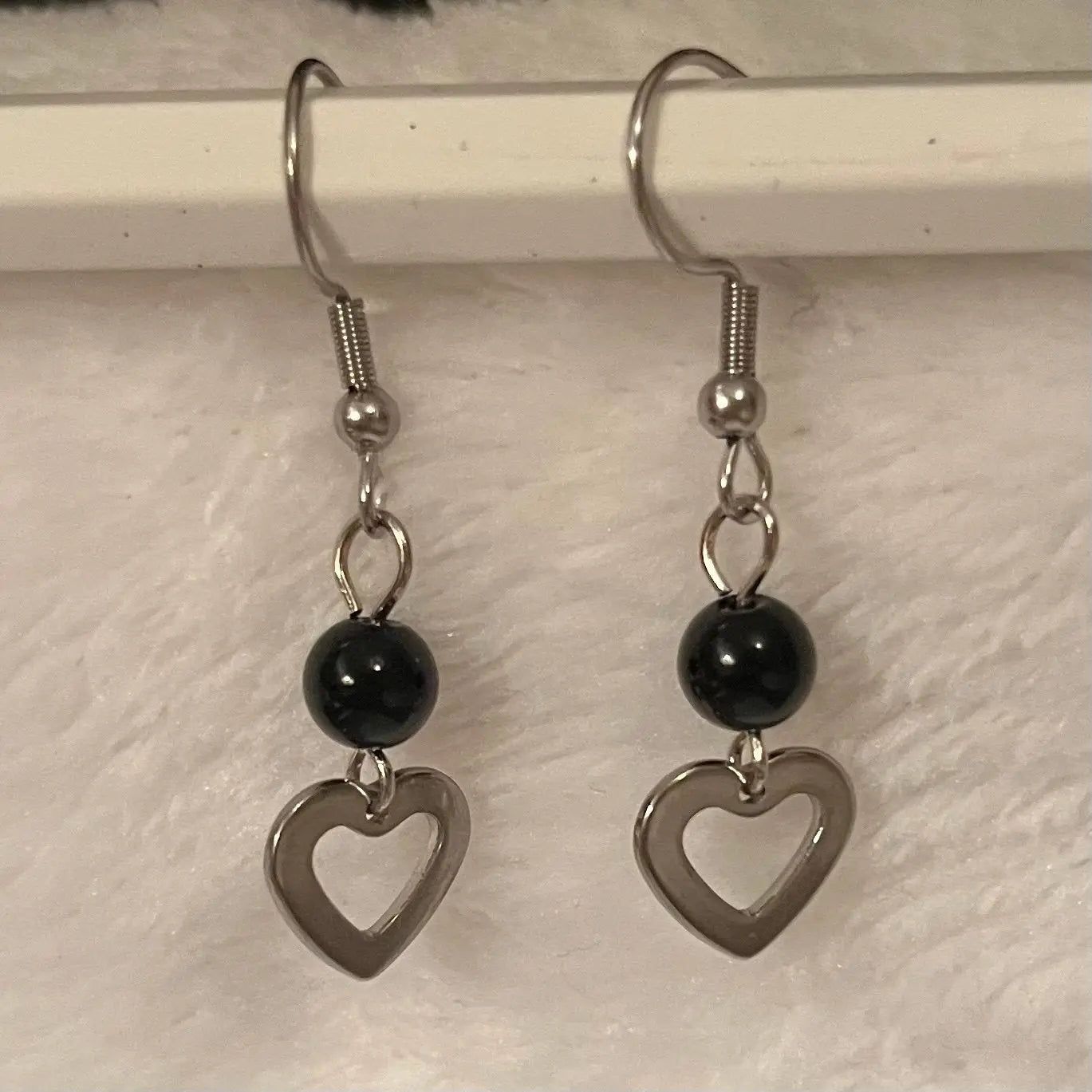 Black Obsidian Heart Dangle Earrings EAR-0061 Shop Wholesale Crystals