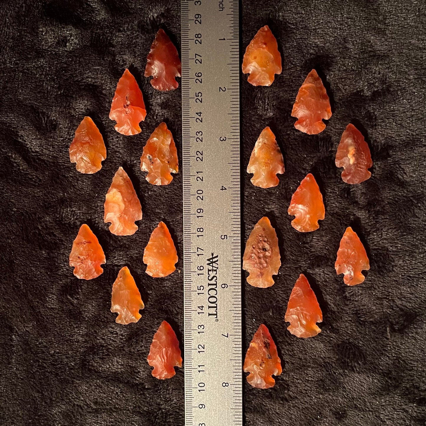 Carnelian Agate Knapped Arrowhead  (Approx. 1”) 0063