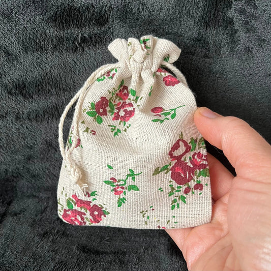 Rose Burlap Drawstring Bag (Approx. (4” X 6") BAG-0185 Shop Wholesale Crystals