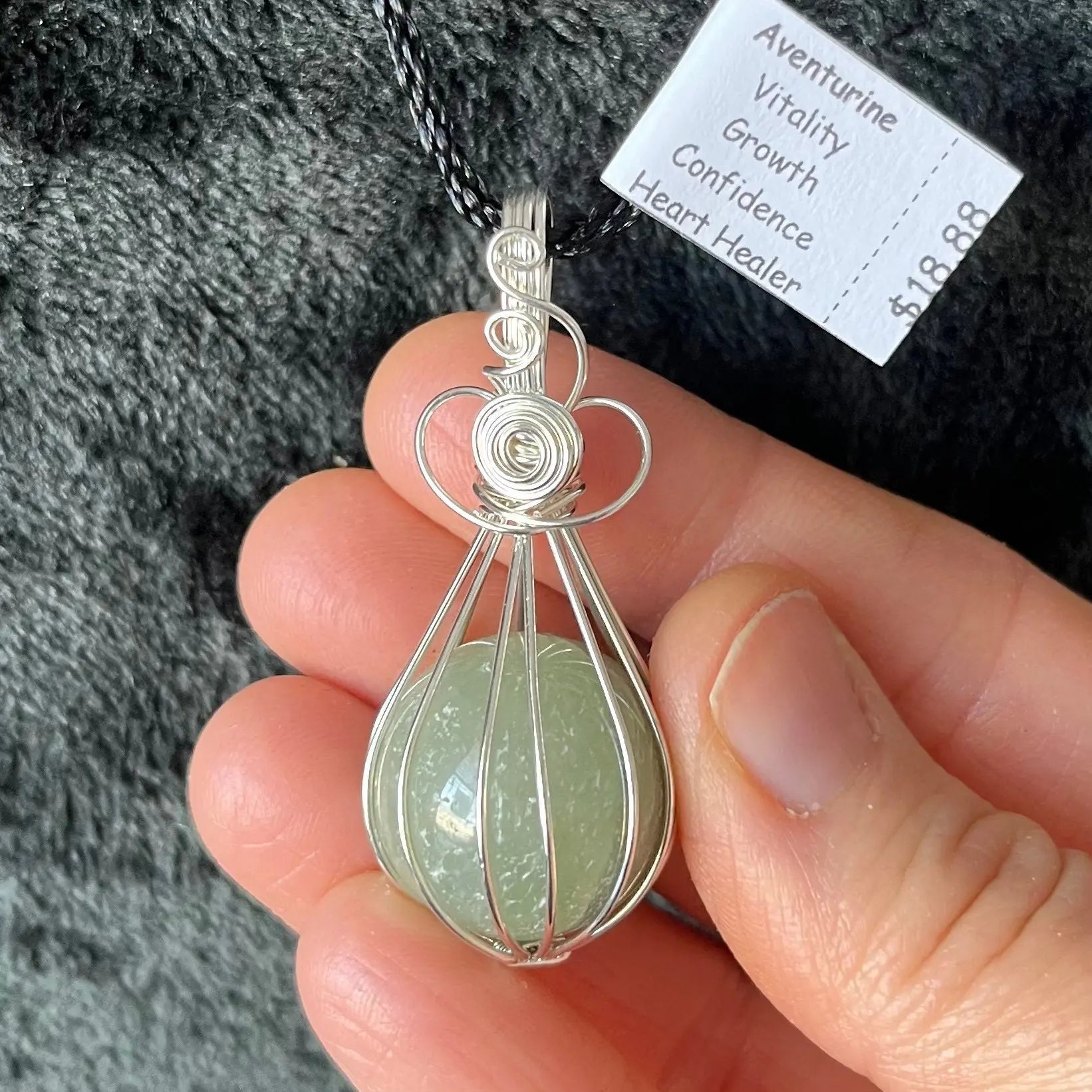 Green Aventurine Sphere Wire Wrapped Necklace   NCK-2926 Shop Wholesale Crystals