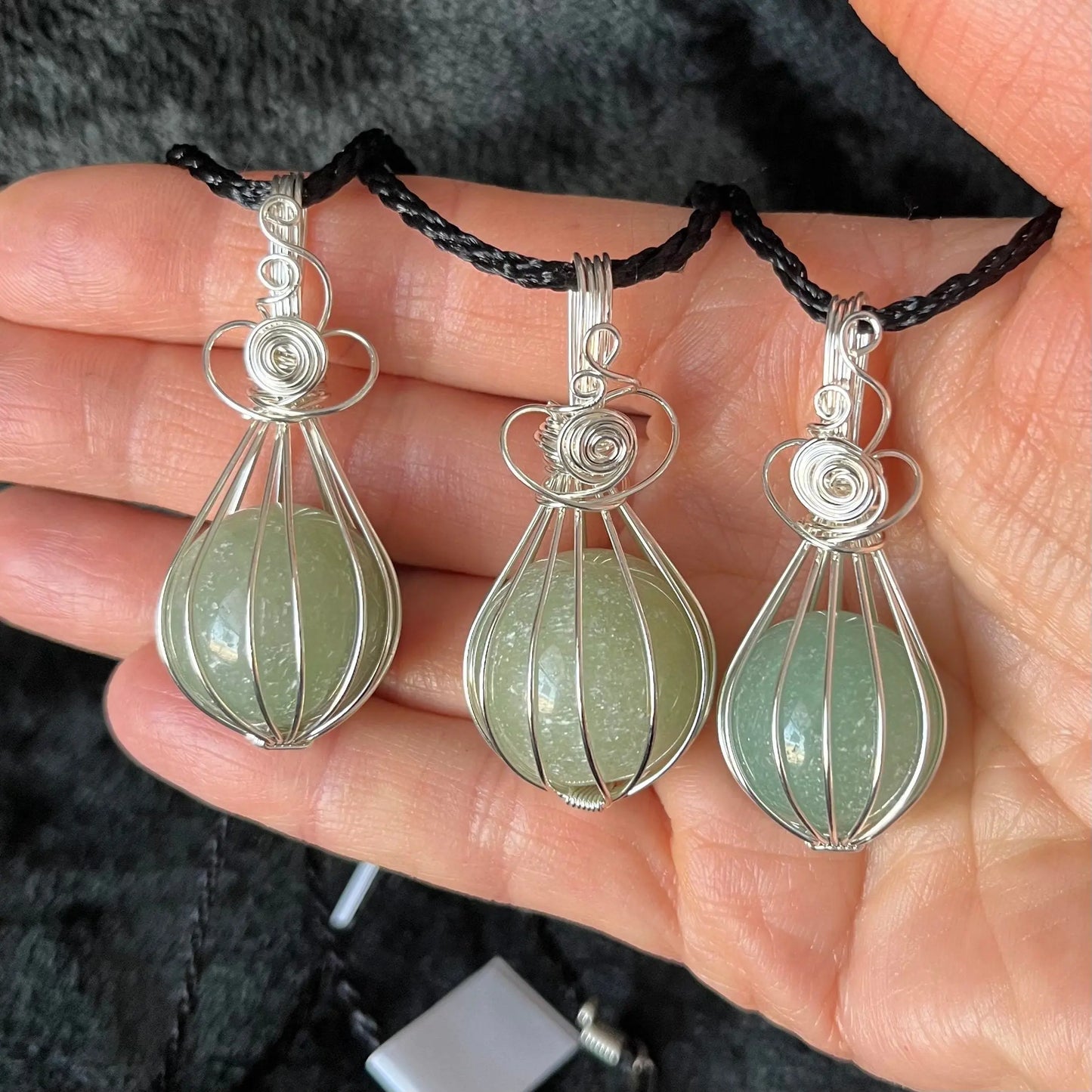 Green Aventurine Sphere Wire Wrapped Necklace   NCK-2926 Shop Wholesale Crystals