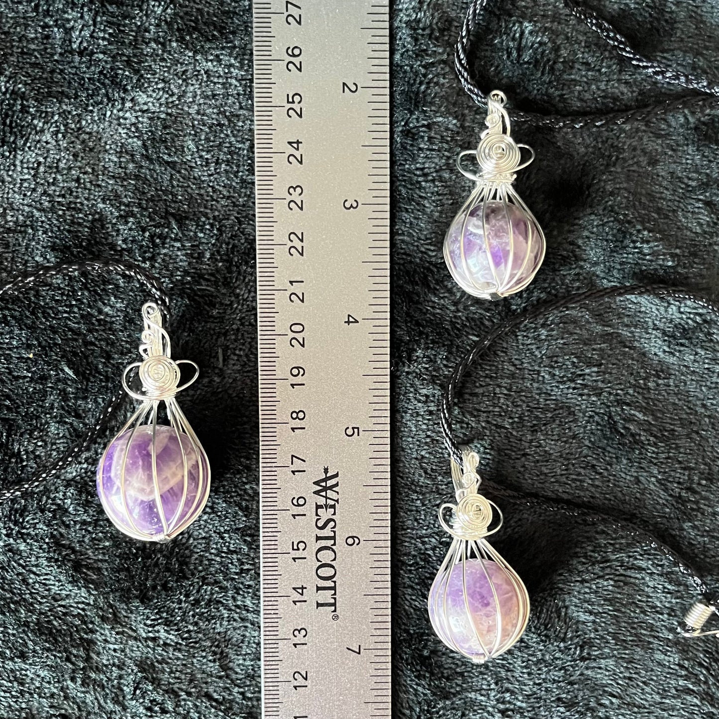 Amethyst Sphere Wire Wrapped Necklace   NCK-2919