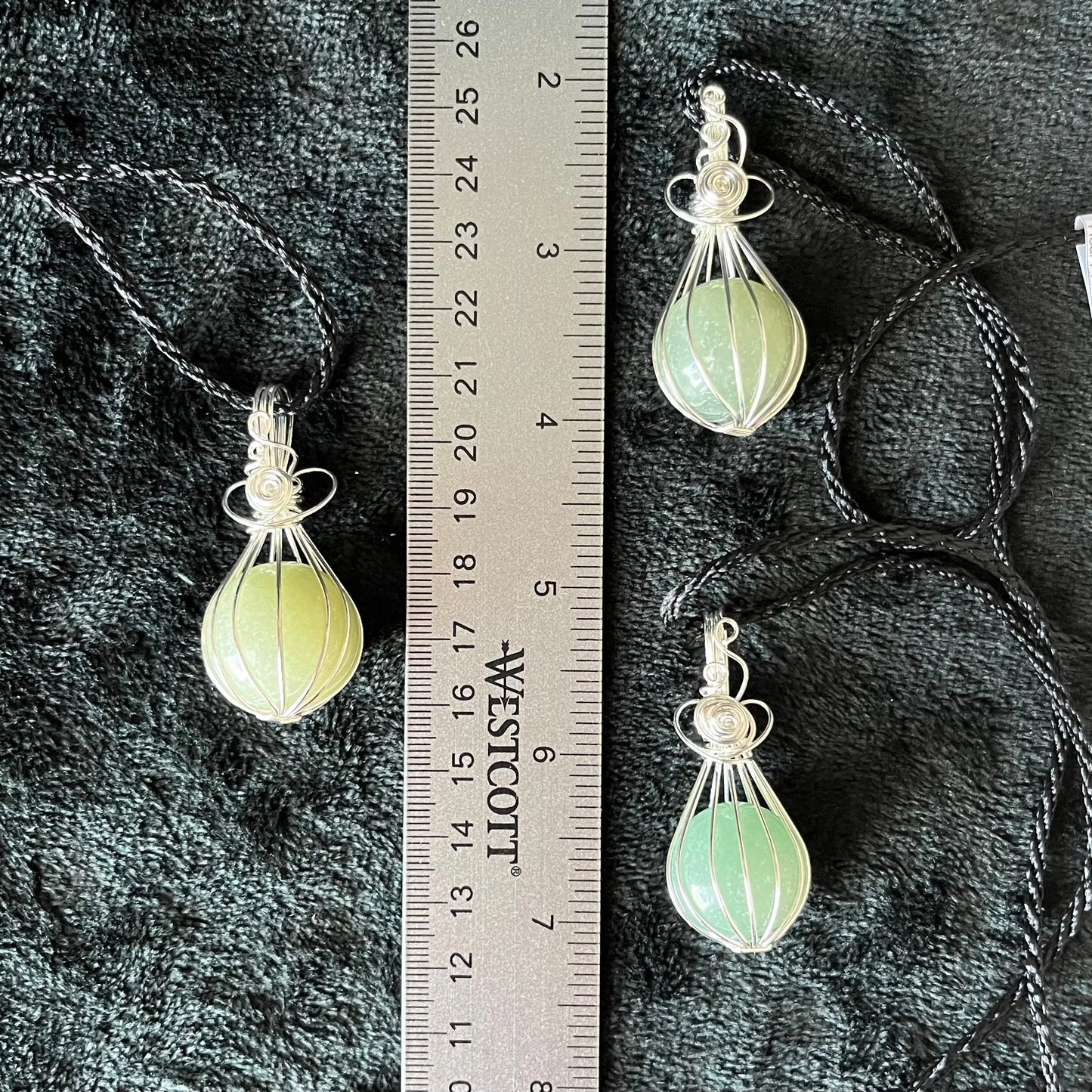 Green Aventurine Sphere Wire Wrapped Necklace   NCK-2926 Shop Wholesale Crystals