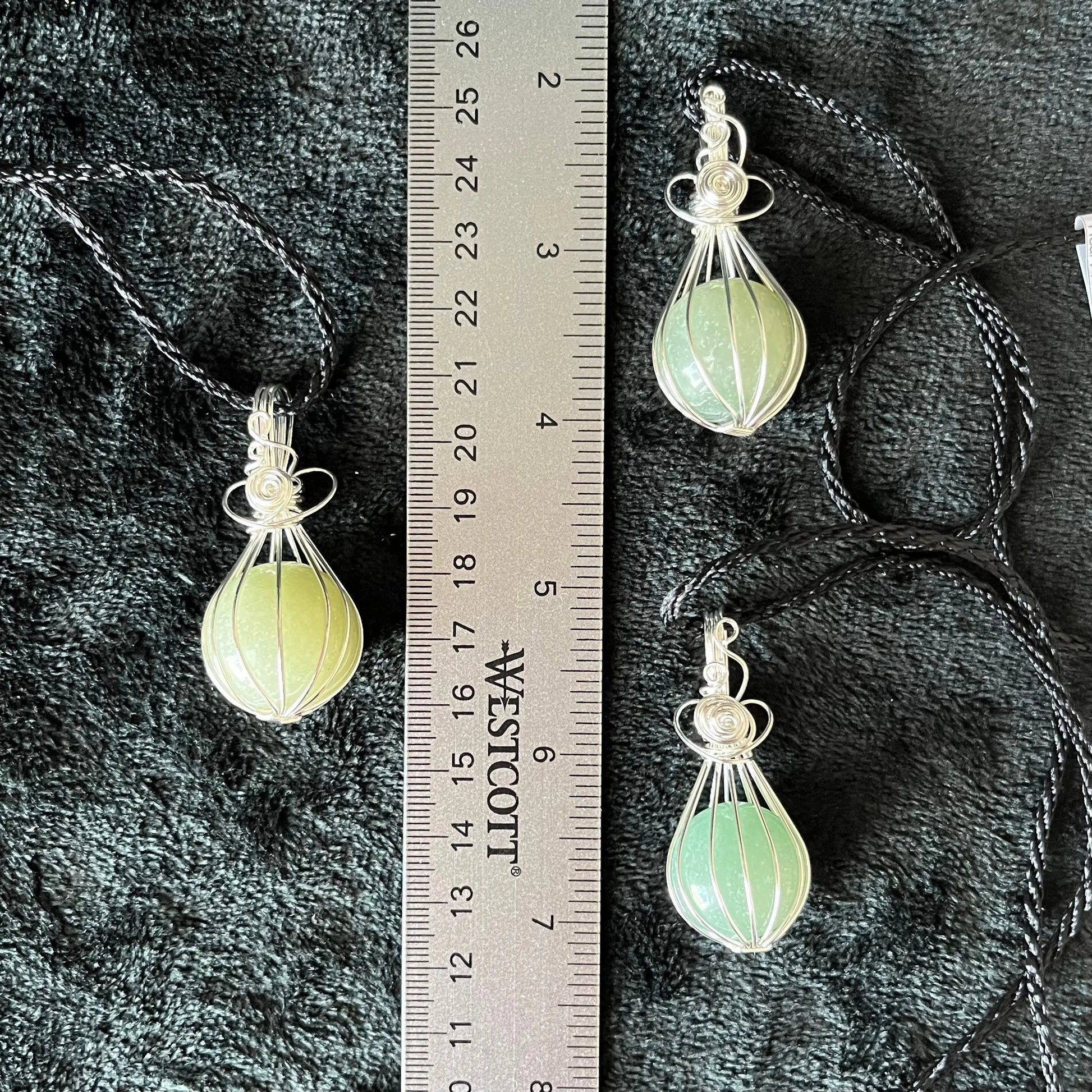 Green Aventurine Sphere Wire Wrapped Necklace   NCK-2926 Shop Wholesale Crystals