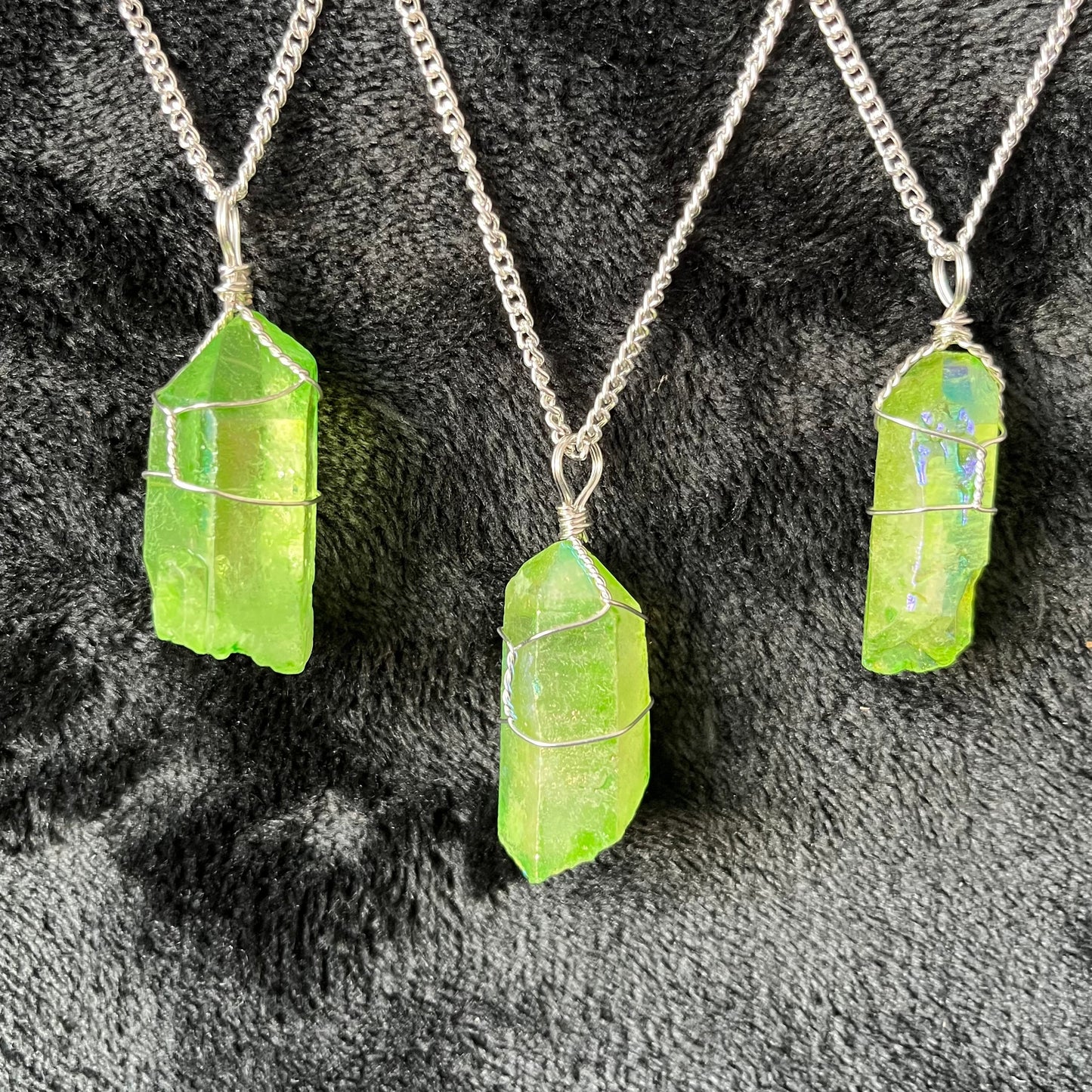 Green Aura Quartz Wire Wrapped Necklace NCK-2923