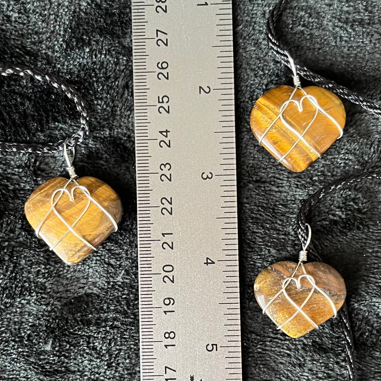 Tiger Eye Heart Wire Wrapped Necklace, Silver Tone NCK-2943