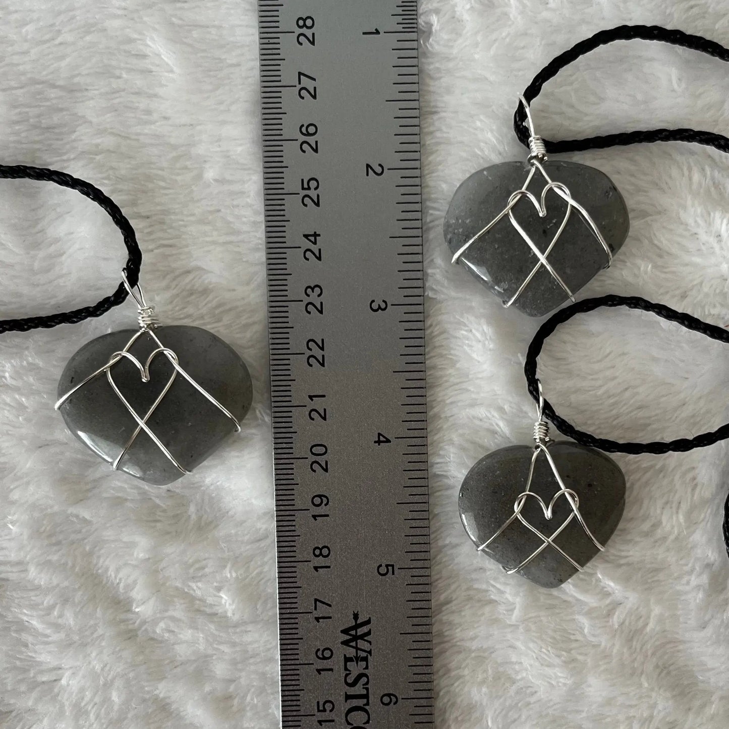 Gray Agate Heart Wire Wrapped Necklace, Silver Tone NCK-2946 Shop Wholesale Crystals