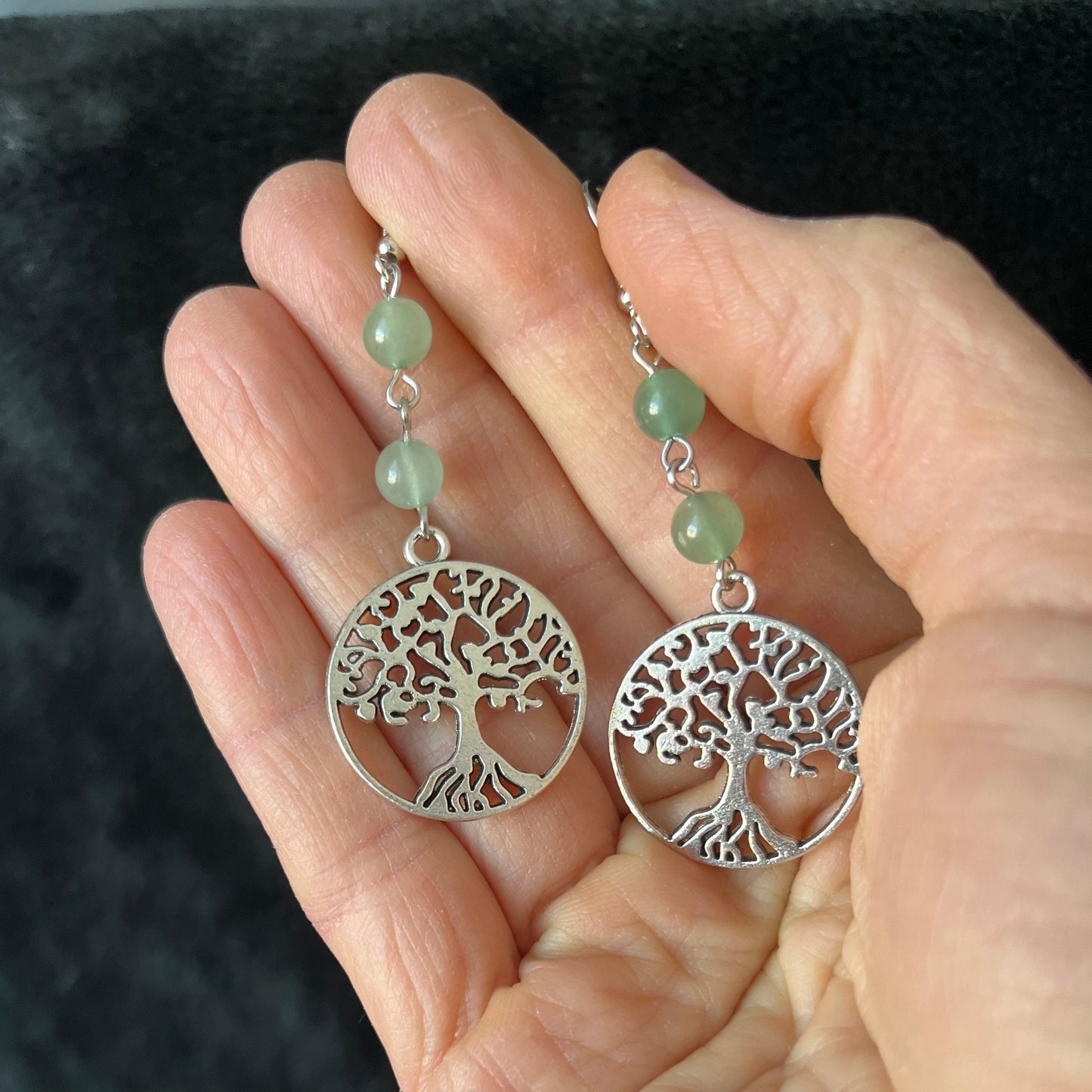 Green Aventurine Tree Of Life Earrings EAR-0072