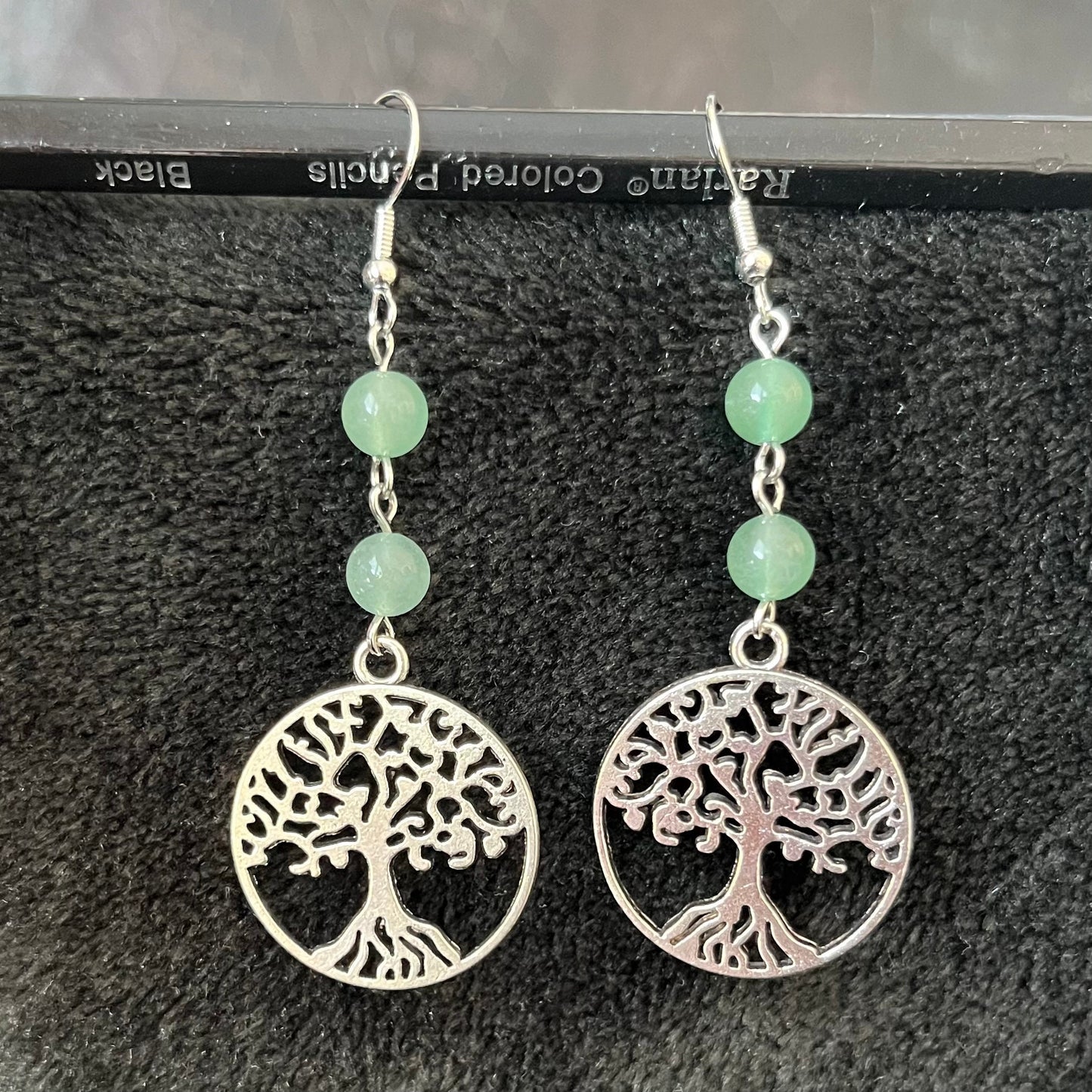 Green Aventurine Tree Of Life Earrings EAR-0072