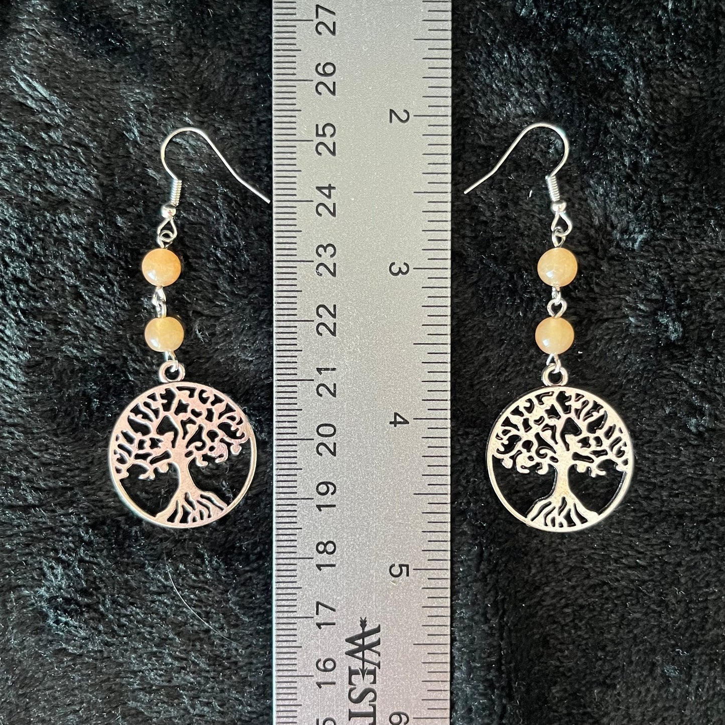 Orange Aventurine Tree of Life Earrings EAR-0073