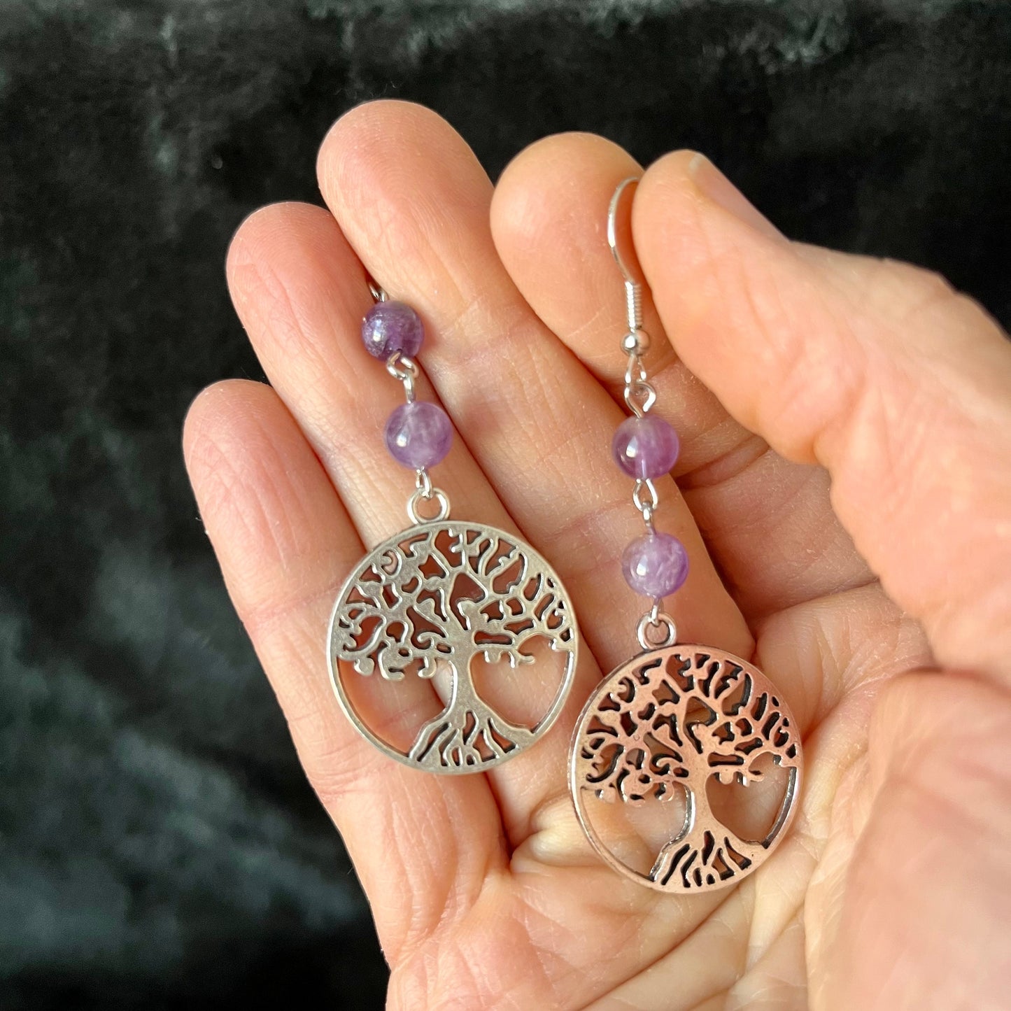 Amethyst Tree Of Life Earrings EAR-0069