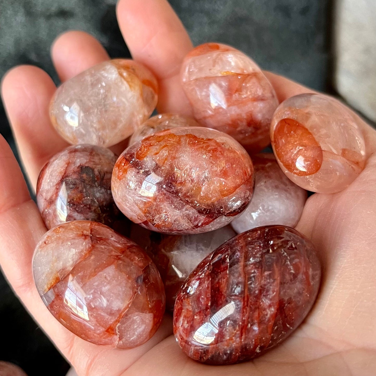 Fire Quartz Tumbled Stone (Approx. 1 1/4” - 1 1/2”) 1525