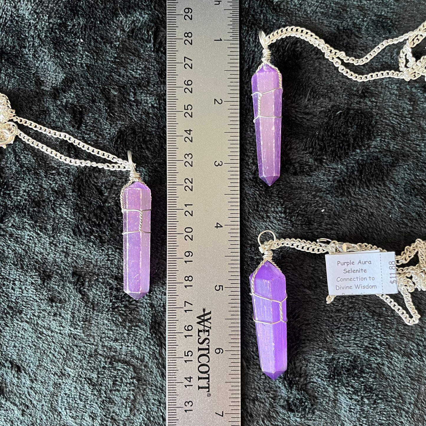 Purple Selenite Point Wire Wrapped Necklace NCK-2949