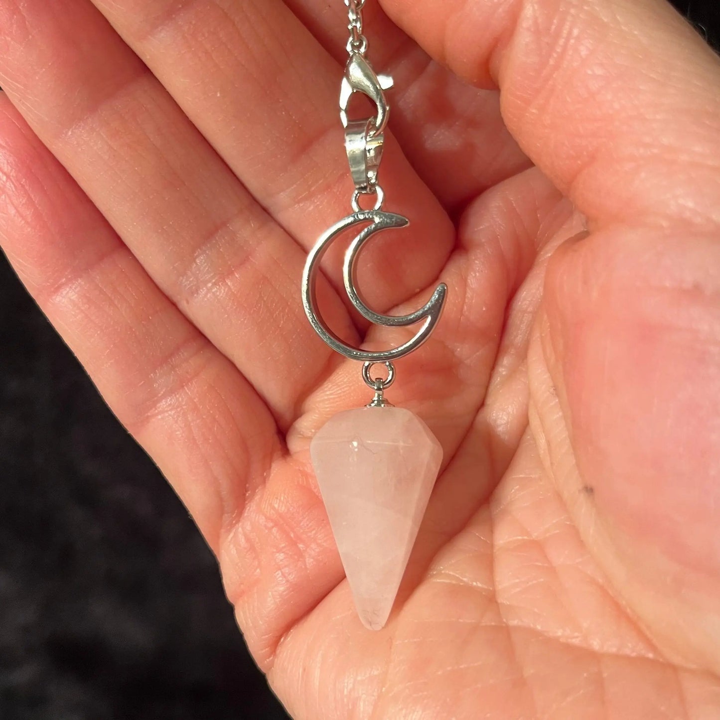 Rose Quartz Moon Pendulum PND-0003 Shop Wholesale Crystals