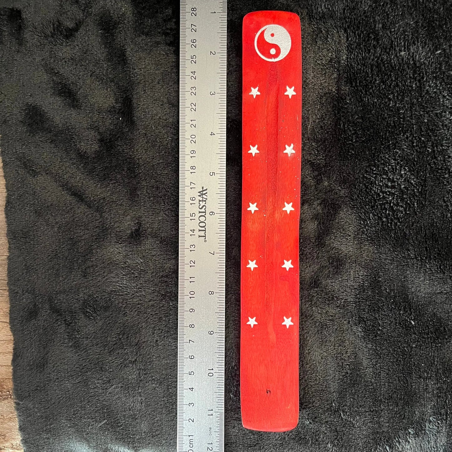 Red Wooden Incense Tray, Silver Ying Yang 1645 Shop Wholesale Crystals