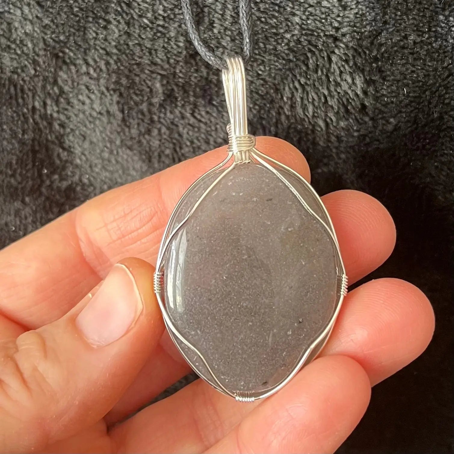 Gray Agate Worry Stone Wire Wrapped Necklace NCK-2981 Shop Wholesale Crystals