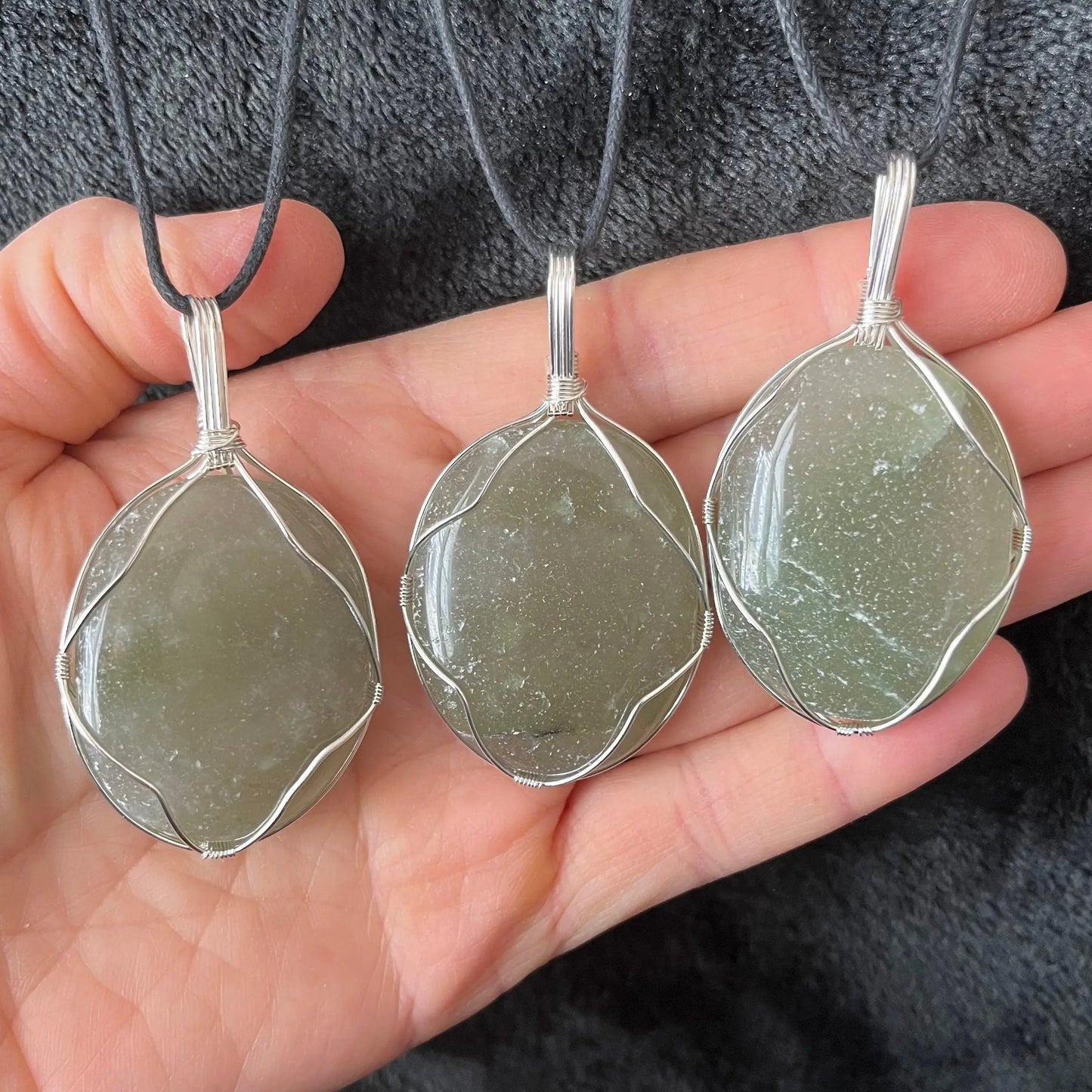 Green Aventurine Worry Stone Wire Wrapped Necklace NCK-2984 Shop Wholesale Crystals