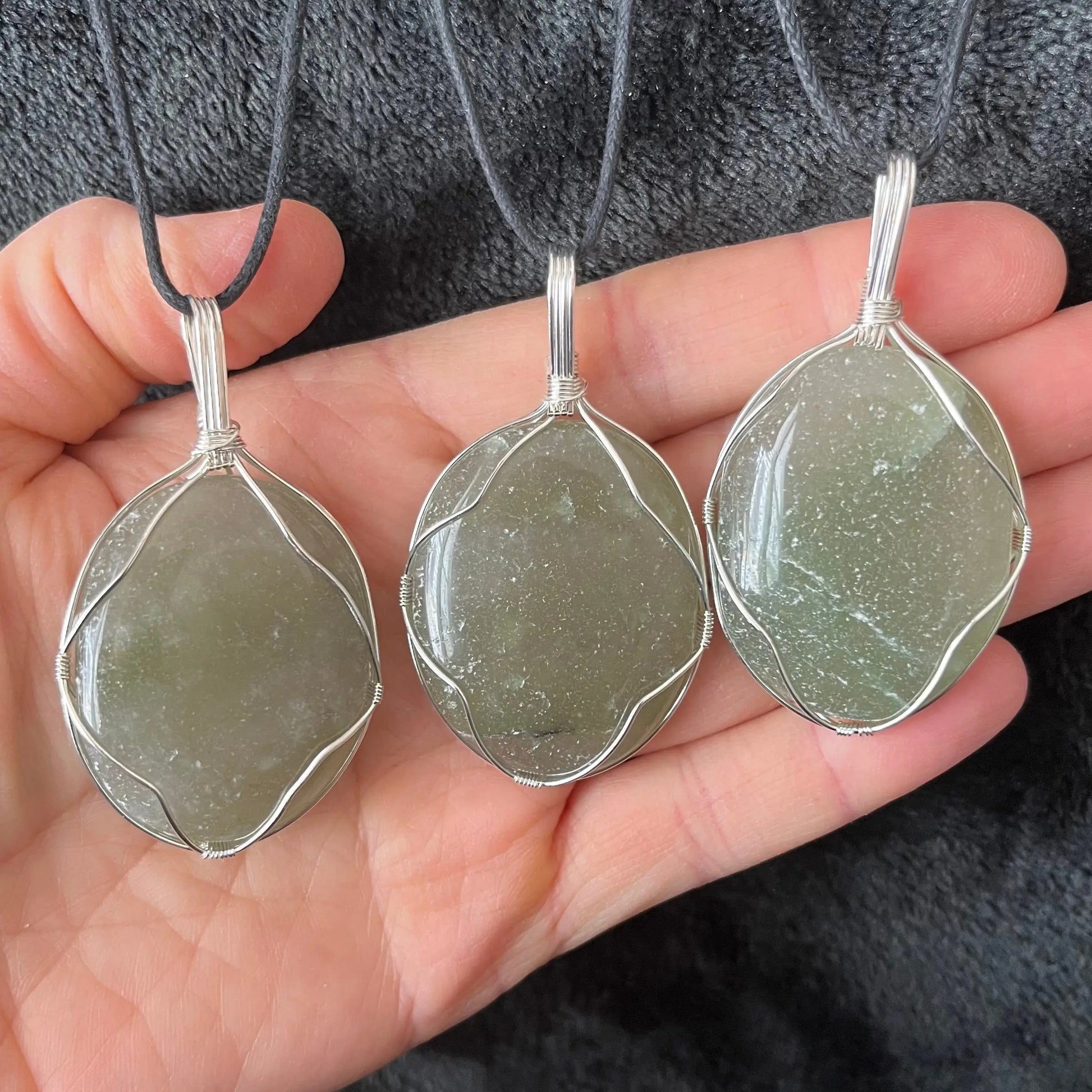 Green Aventurine Worry Stone Wire Wrapped Necklace NCK-2984 Shop Wholesale Crystals
