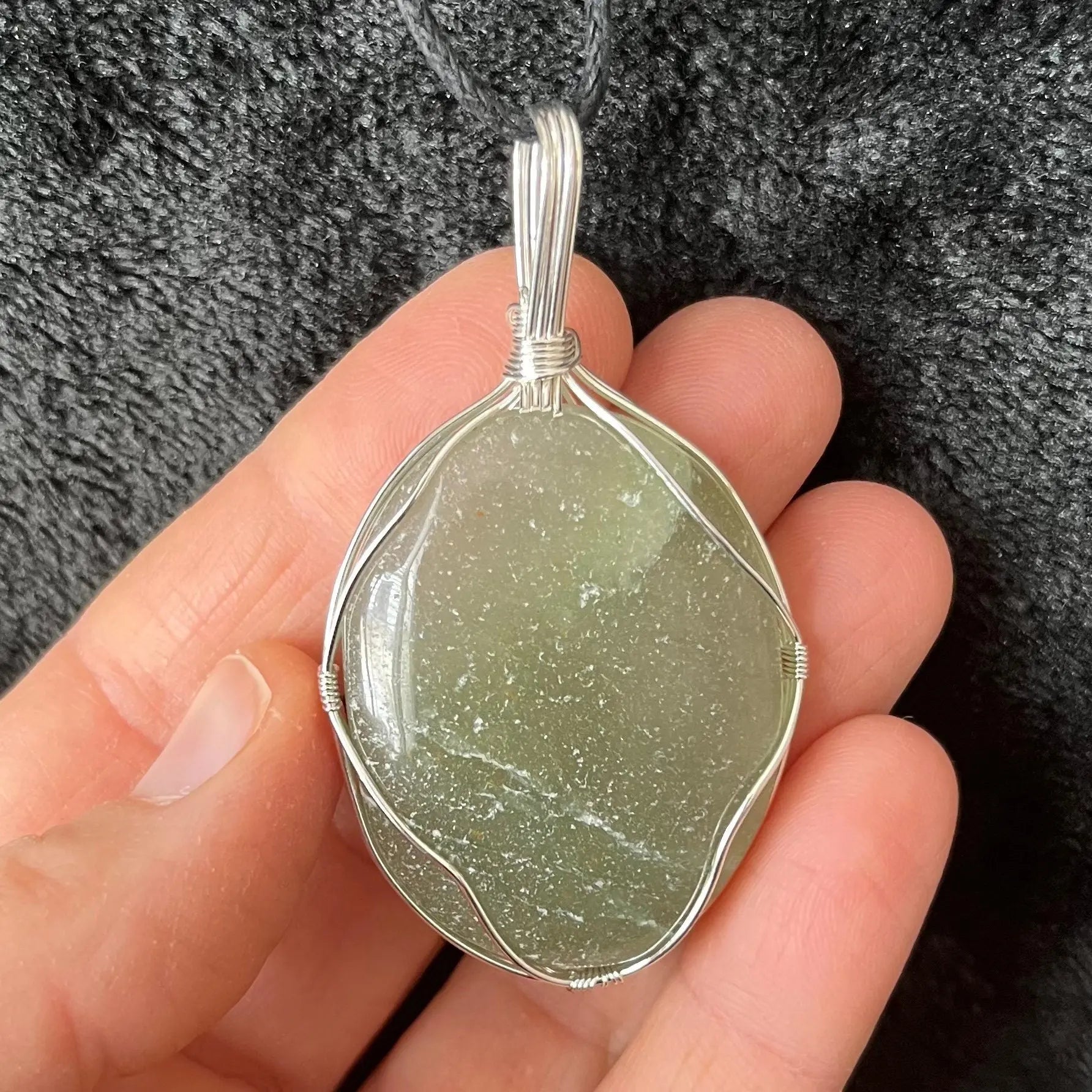 Green Aventurine Worry Stone Wire Wrapped Necklace NCK-2984 Shop Wholesale Crystals