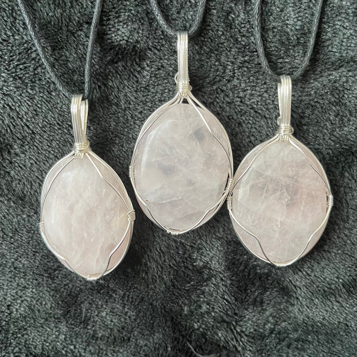 Rose Quartz Worry Stone Wire Wrapped Necklace NCK-2964