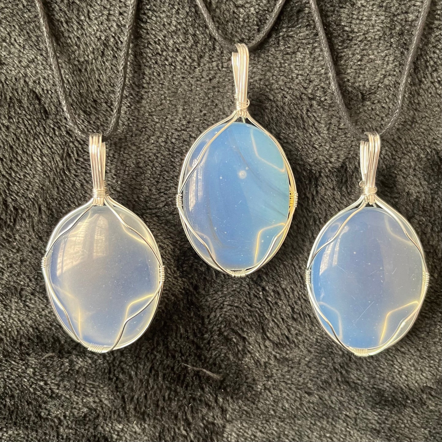 Opalite Worry Stone Wire Wrapped Necklace NCK-2962