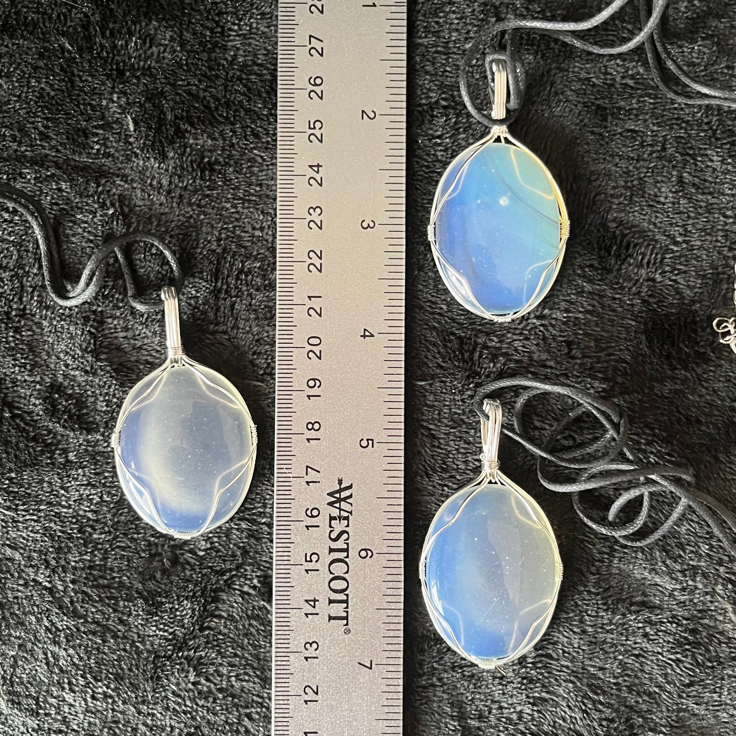 Opalite Worry Stone Wire Wrapped Necklace NCK-2962