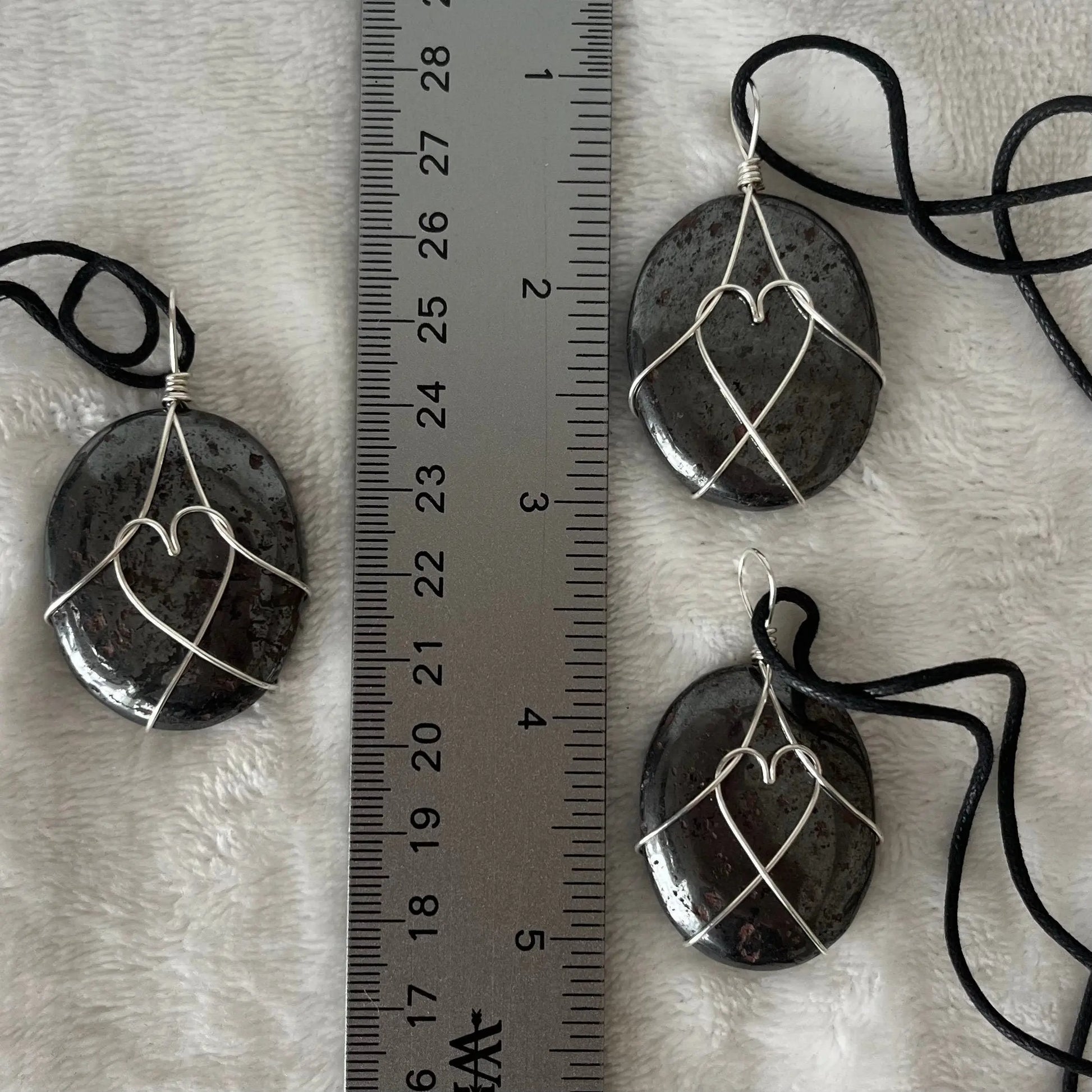 Hematite Worry Stone Wire Wrapped Necklace with Heart NCK-2979 Shop Wholesale Crystals