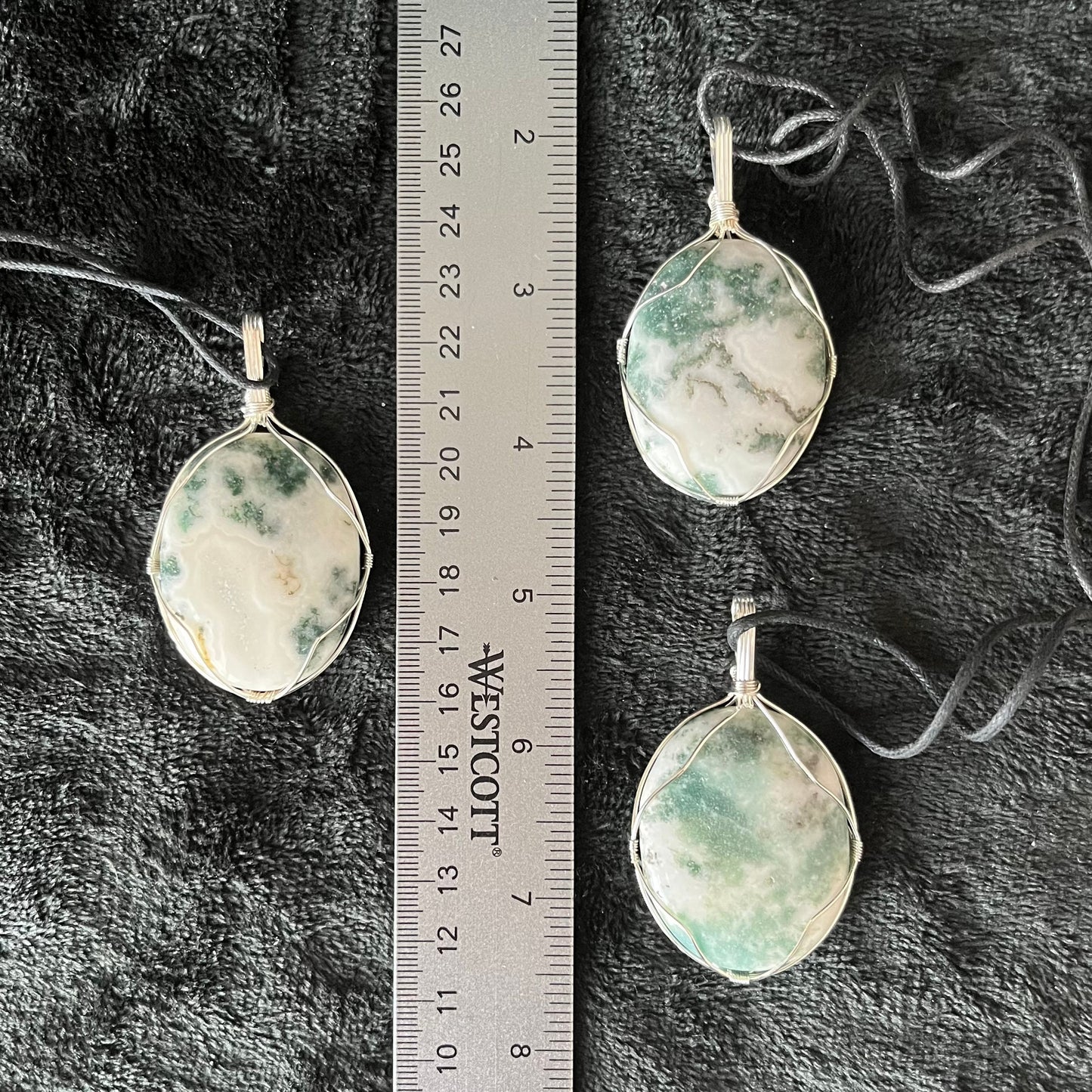 Tree Agate Worry Stone Wire Wrapped Necklace NCK-2974