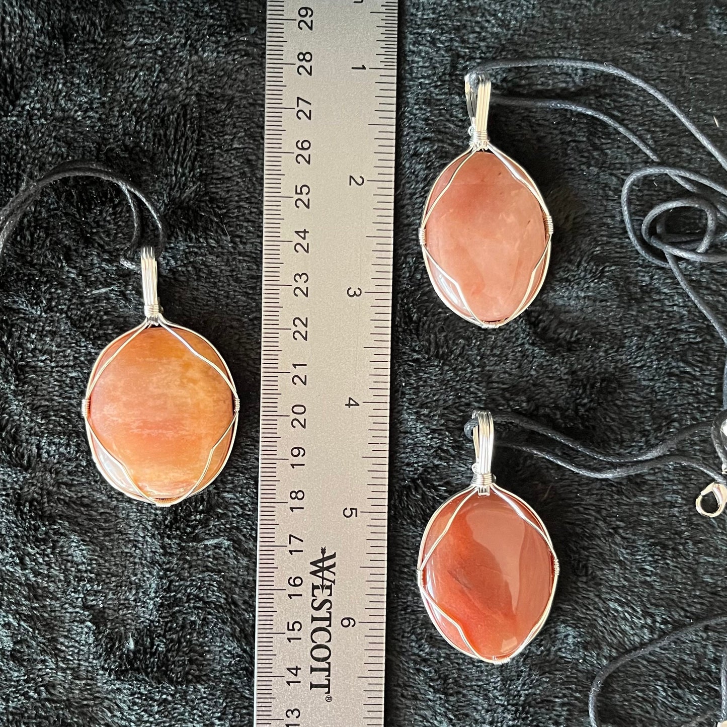 Orange Aventurine Worry Stone Wire Wrapped Necklace NCK-2970