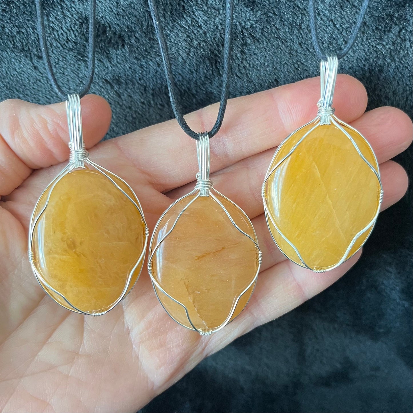 Yellow Aventurine Worry Stone Wire Wrapped Necklace NCK-2968