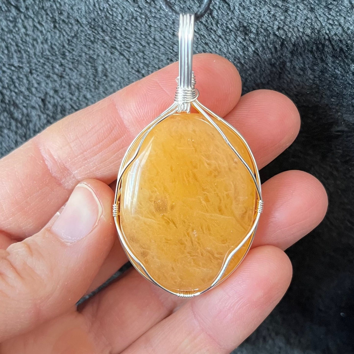 Yellow Aventurine Worry Stone Wire Wrapped Necklace NCK-2968