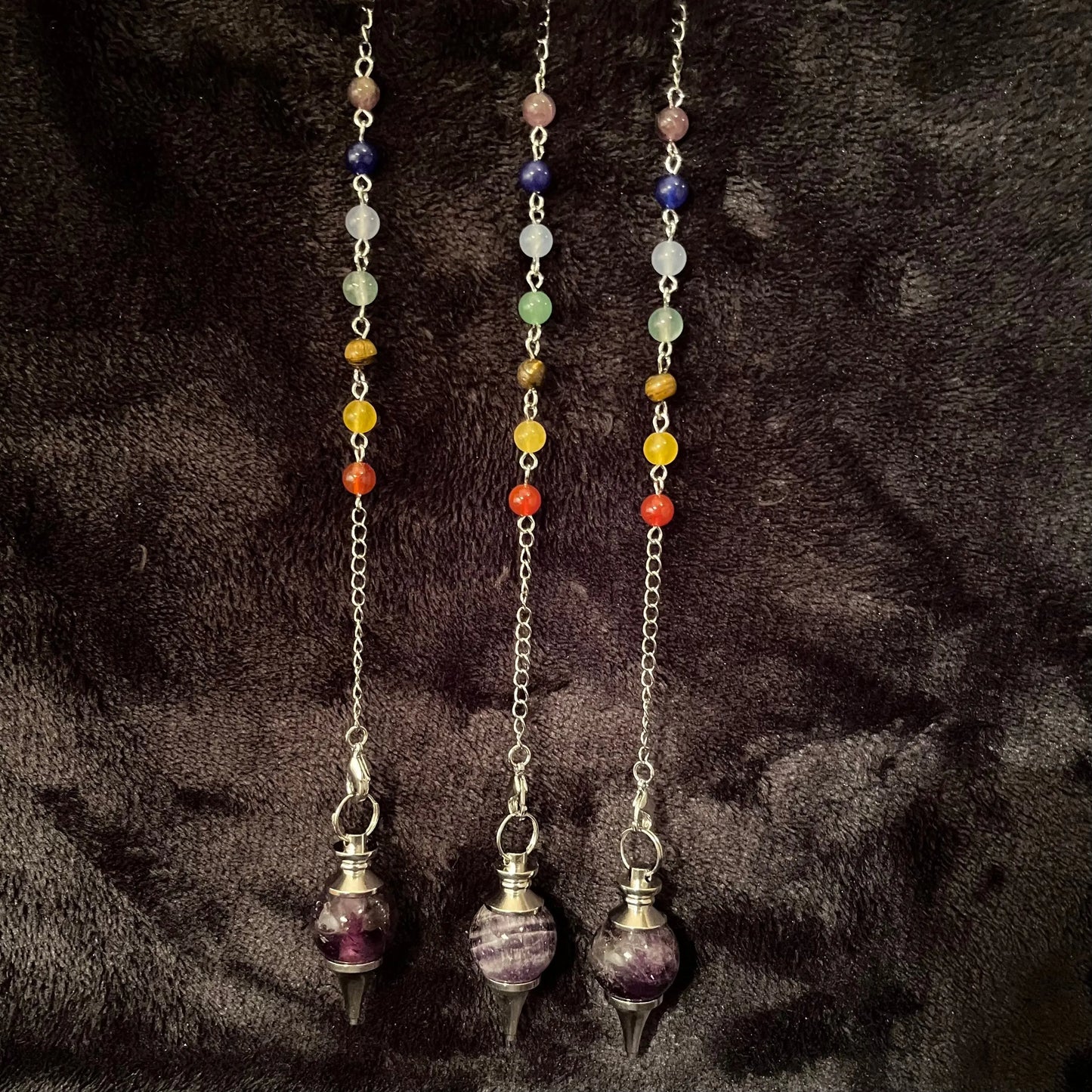 Amethyst Pendulum with Chakra Chain PND-0067 Shop Wholesale Crystals