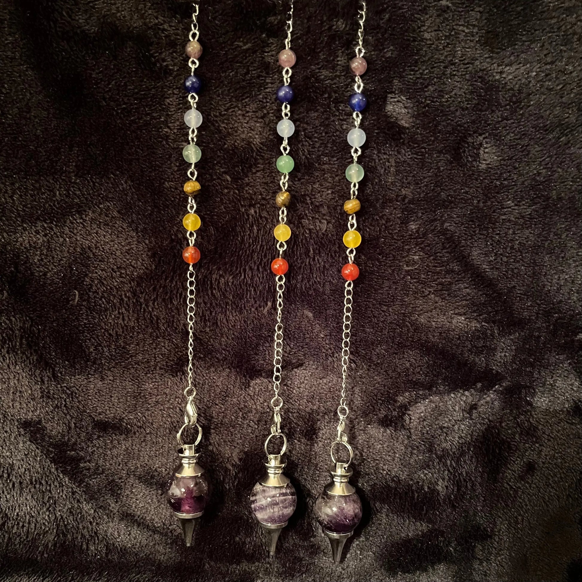 Amethyst Pendulum with Chakra Chain PND-0067 Shop Wholesale Crystals