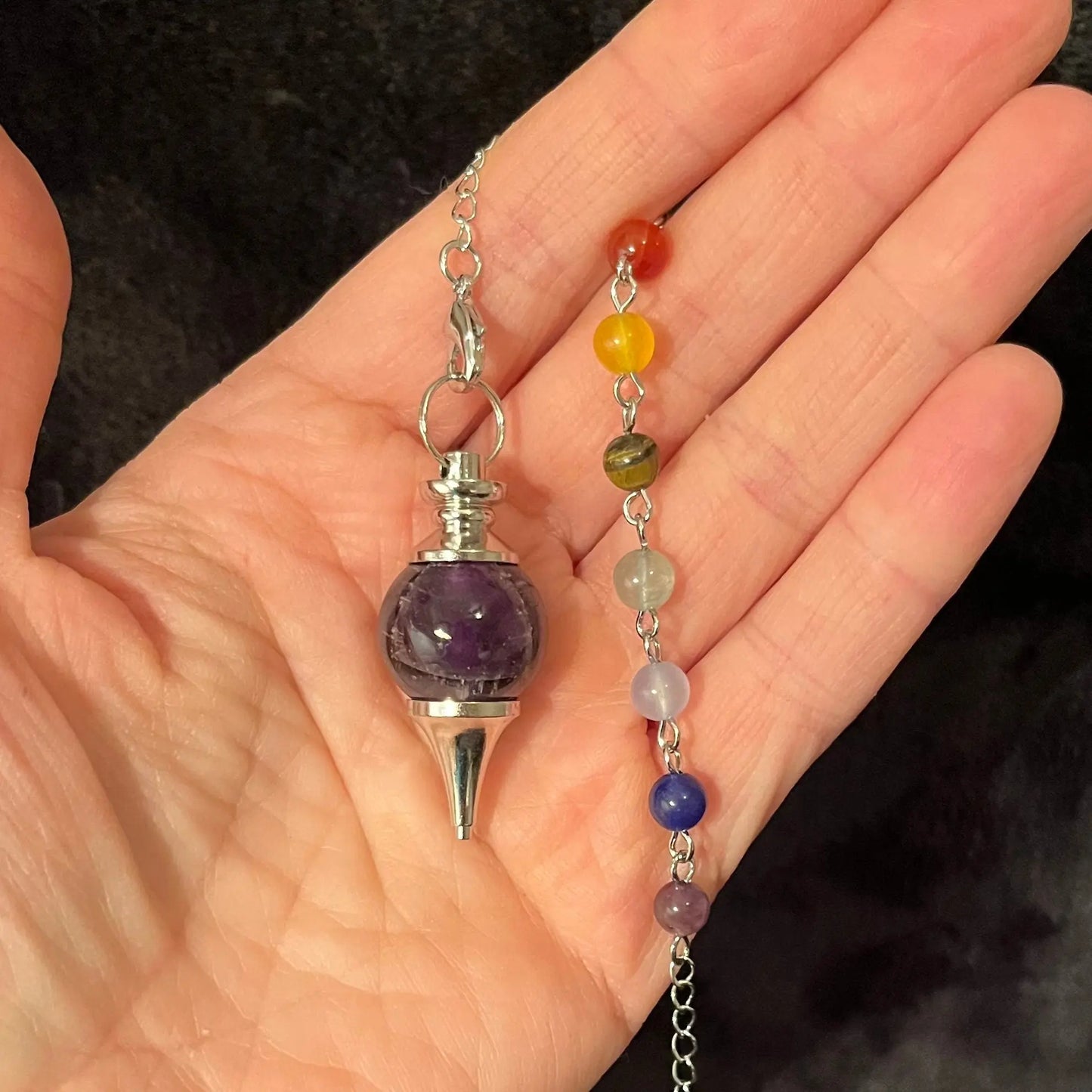 Amethyst Pendulum with Chakra Chain PND-0067 Shop Wholesale Crystals
