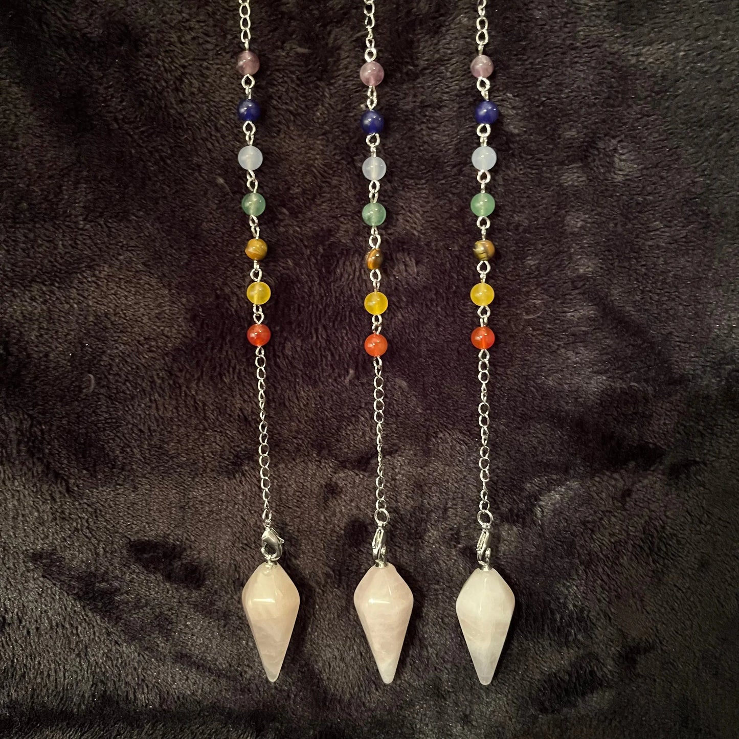Rose Quartz Pendulum with Chakra Chain PND-0068 Shop Wholesale Crystals