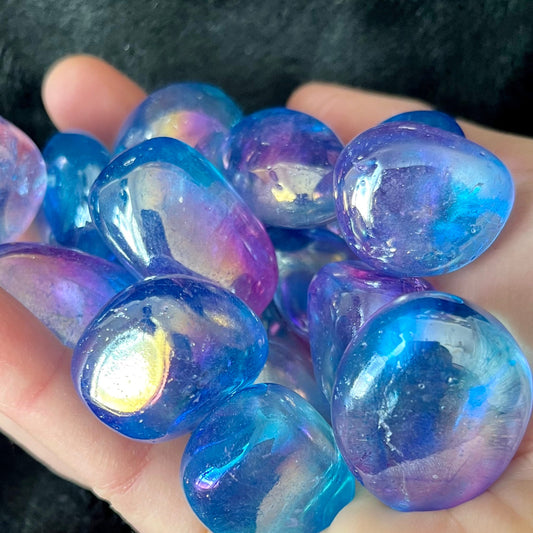 Dreamy Aura Quartz Tumbled Stone, Pink and Blue (Approx. 1 1/8” - 1 1/2”) 0445