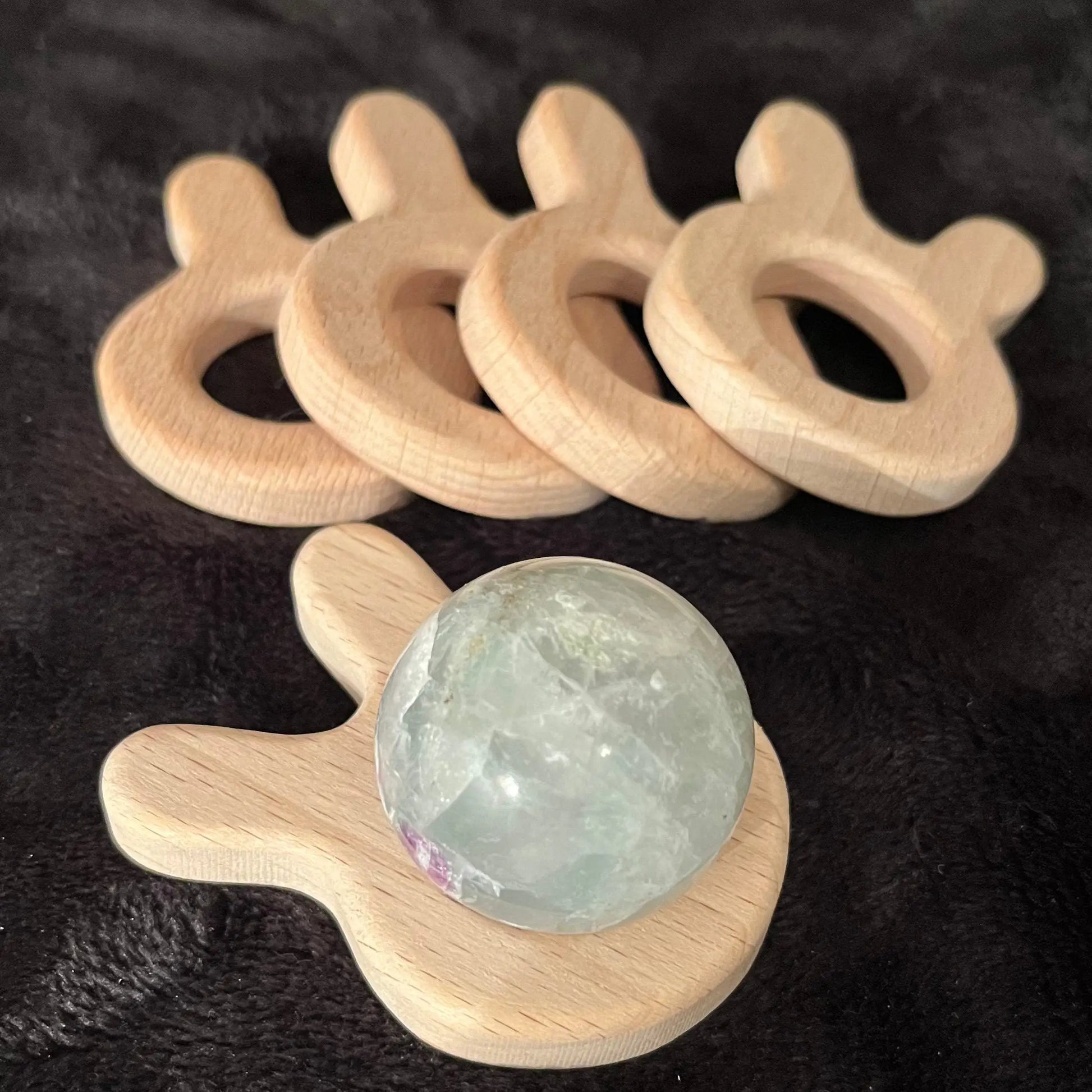 Wooden Sphere Stand Rabbit  (Approx 2” X 2 1/2”) 1705 Shop Wholesale Crystals