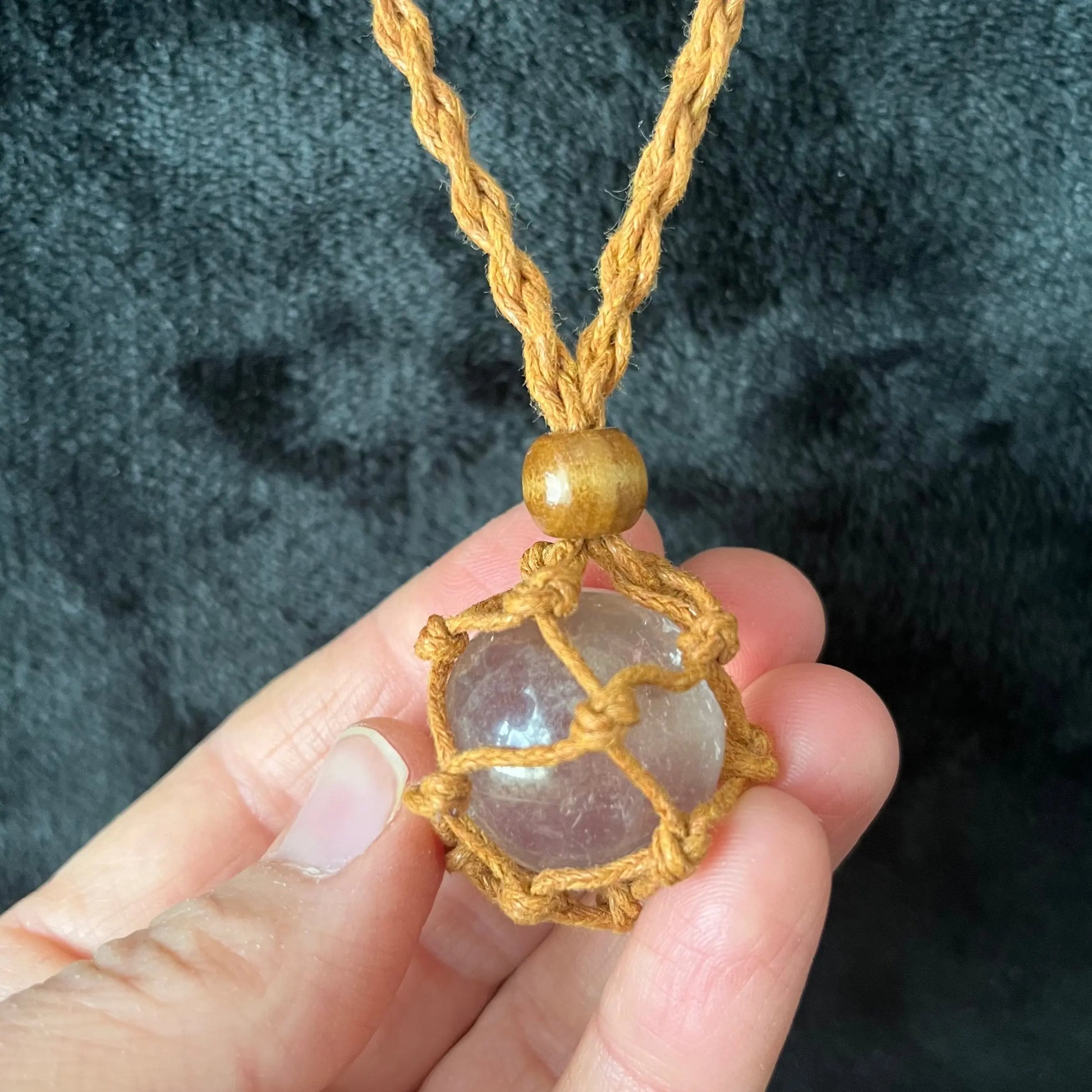 Brown Macrame Crystal Pouch Necklace, Adjustable (crystal not included) NCK-2992 Shop Wholesale Crystals