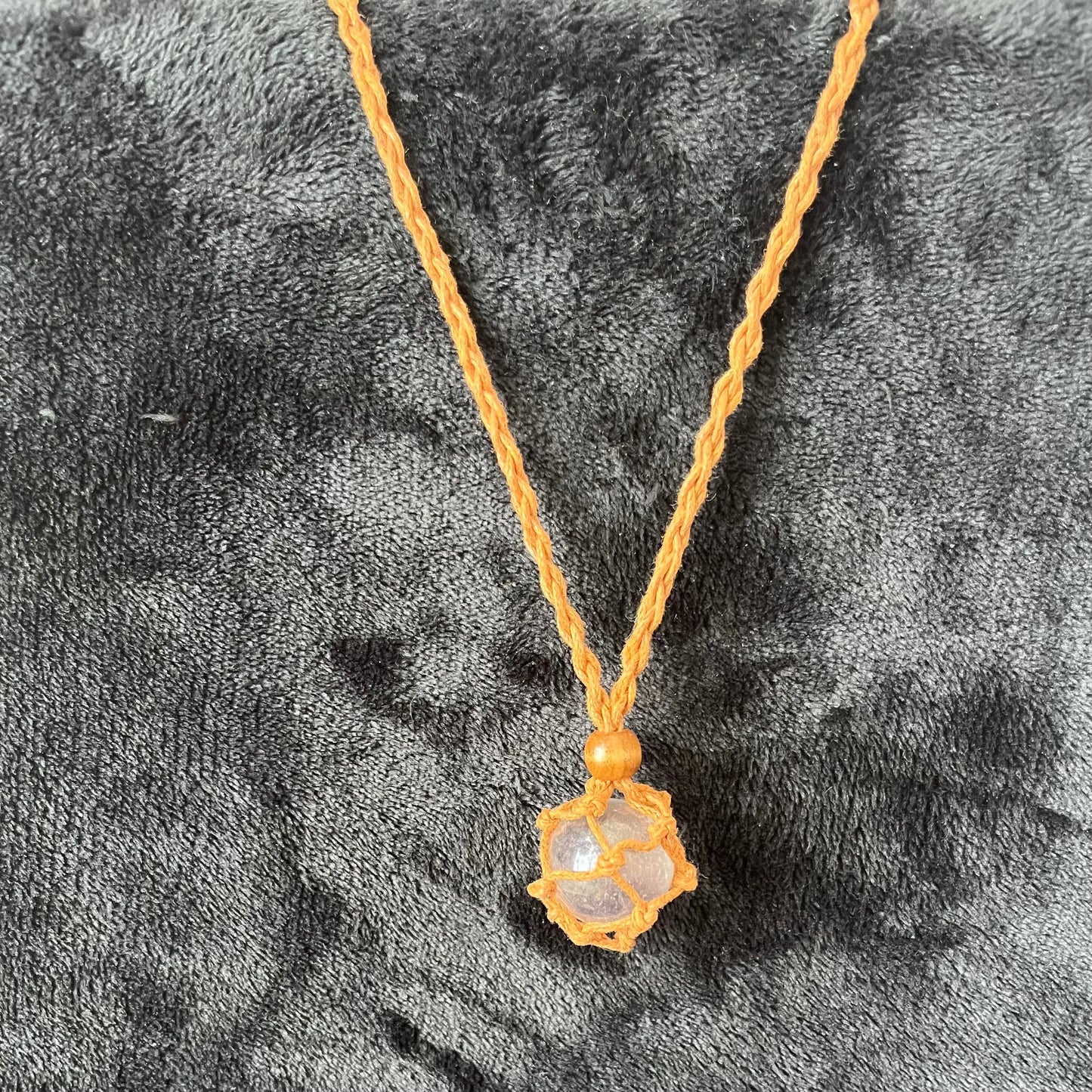 Brown Macrame Crystal Pouch Necklace, Adjustable (crystal not included) NCK-2992 Shop Wholesale Crystals